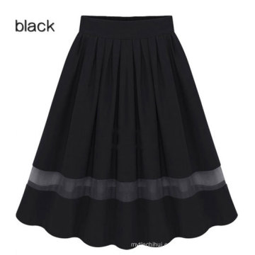 Europa otoño negro gasa cintura elástica falda larga más el tamaño del vestido de las mujeres faldas